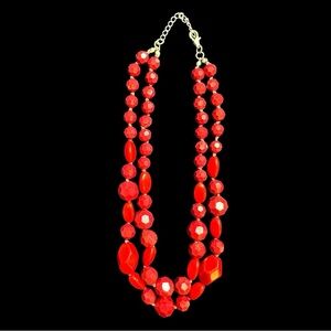 Red faceted bead necklace